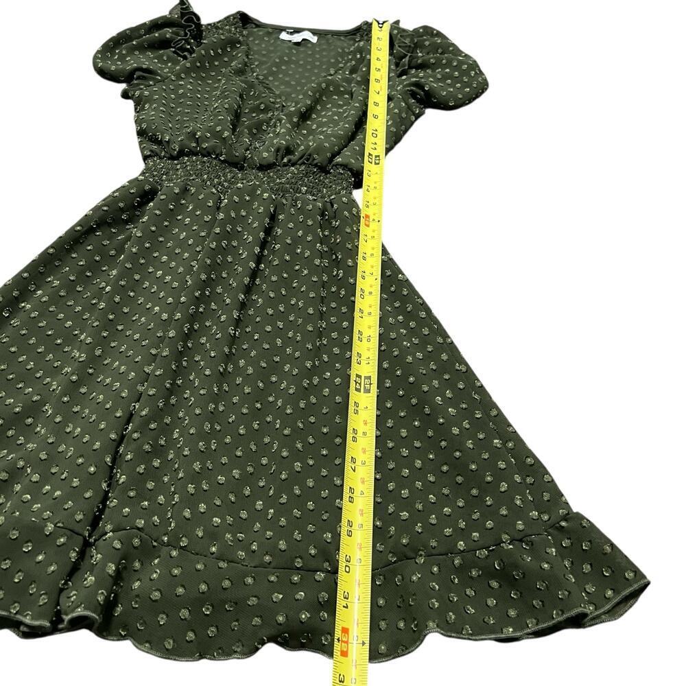 HONEY & ROSIE Sage Green Spotted Short Sleeve Ruffle Dress Size XS - Picture 9 of 9